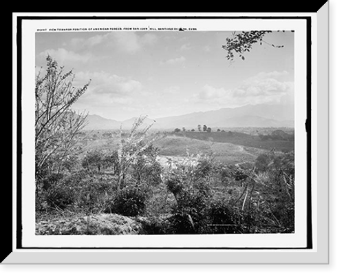 Historic Framed Print, View towards position of American forces from San Juan Hill, Santiago de Cuba, Cuba,  17-7/8" x 21-7/8"