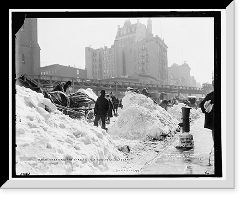 Historic Framed Print, Cleaning the streets in a New York blizzard,  17-7/8" x 21-7/8"