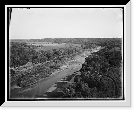 Up the river from viaduct, Des Moines River, Iowa, Vintage Print