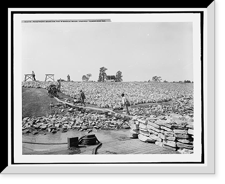 Revetment work on the Missouri River, paving, Cambridge, Mo. Classic, Antique Poster