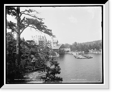Lake Mohonk Mountain House from trail to Eagle Cliff Classic, Antique Print