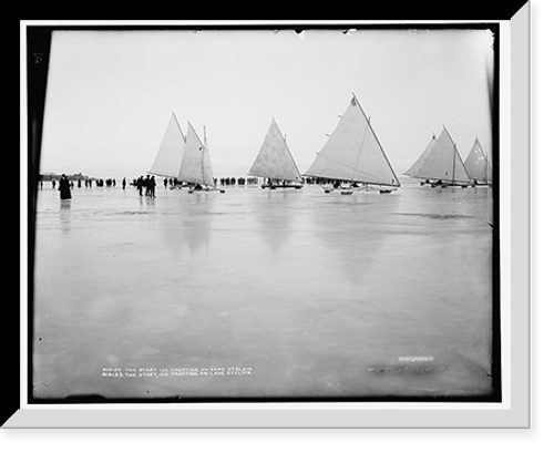 Historic Framed Print, The Start, ice yachting on Lake St. Clair,  17-7/8" x 21-7/8"