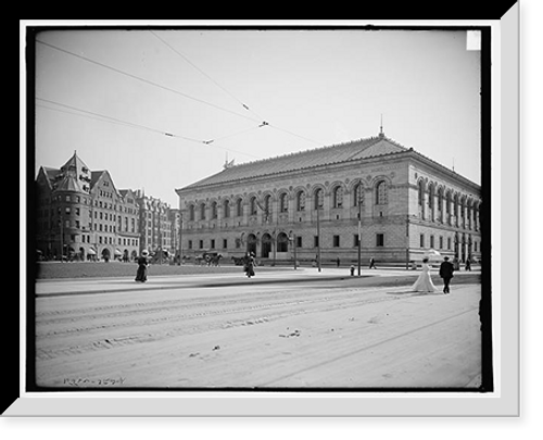 Historic Framed Print, Copley Square, Trinity Church, Art Museum, Public Library, Boston, Mass.,  17-7/8" x 21-7/8"