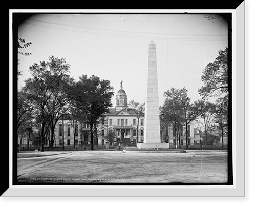 Historic Framed Print, Richmond County Court House and Independence Monument, Augusta, Ga.,  17-7/8" x 21-7/8"