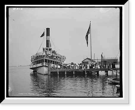 Str. Mobjack loading passengers at Rockaway Island, L.I, Antique Print