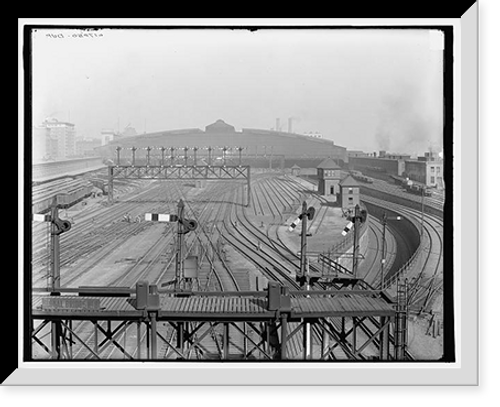 Historic Framed Print, Yard and tracks, South Terminal Station, Boston, Mass. - 2,  17-7/8" x 21-7/8"