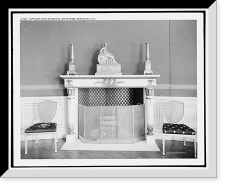 Napoleon clock and mantle, Blue Room, White House, Washington, D.C, Antique Wall Art