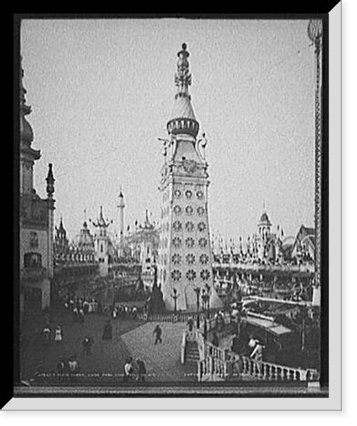 Historic Framed Print, Main tower, Luna Park, Coney Island, N.Y.,  17-7/8" x 21-7/8"