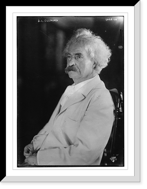 Historic Framed Print, S.L. Clemens seated in chair,  17-7/8" x 21-7/8" Historic Framed Print, S.L. Clemens seated in chair,  17-7/8" x 21-7/8"