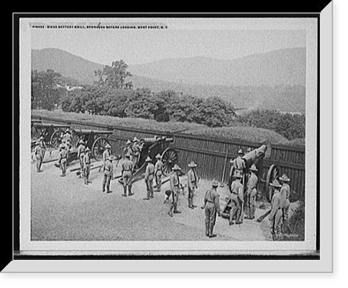 Historic Framed Print, Siege Battery drill, sponging before loading, [United States Military Academy], West Point, N.Y.,  17-7/8" x 21-7/8"