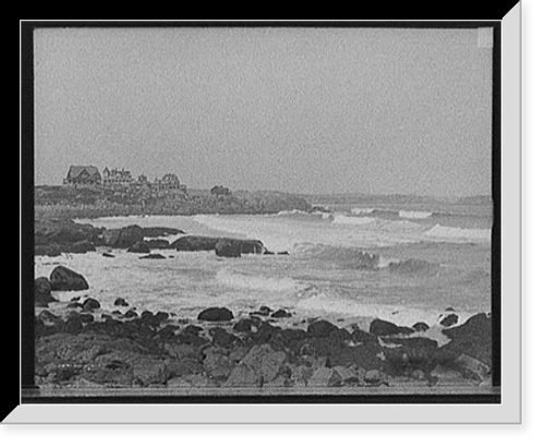Historic Framed Print, Surf at Bass Rock [sic] from Moorland Hotel, Gloucester, Mass.,  17-7/8" x 21-7/8"