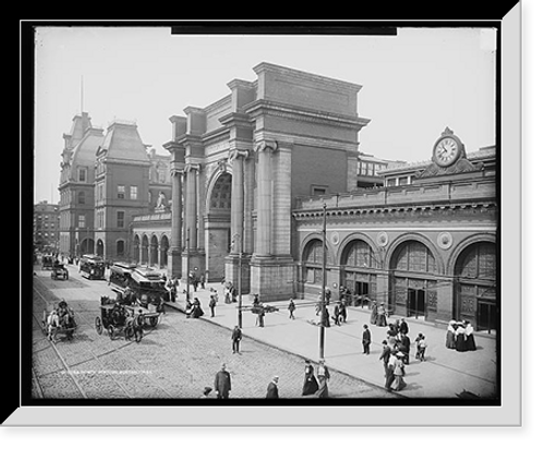 Historic Framed Print, North Station, Boston, Mass.,  17-7/8" x 21-7/8"
