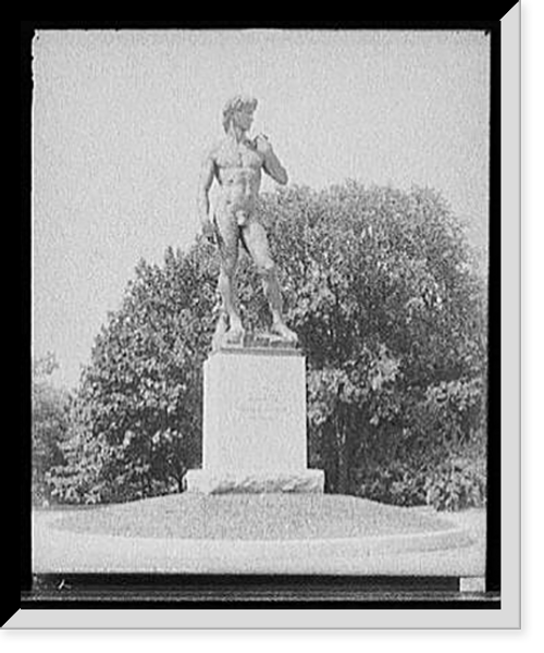 Historic Framed Print, Statue of David, Delaware Park, Buffalo, N.Y.,  17-7/8" x 21-7/8"