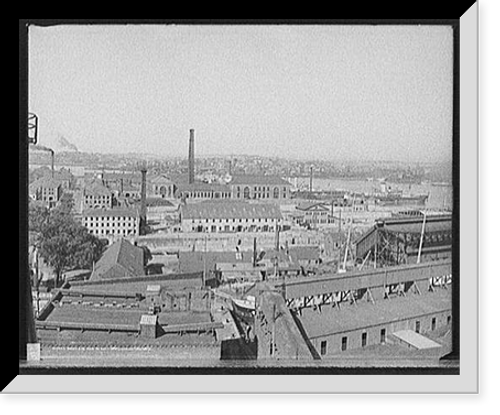 Historic Framed Print, Bird's eye view of Navy Yard, Charlestown, Mass.,  17-7/8" x 21-7/8"
