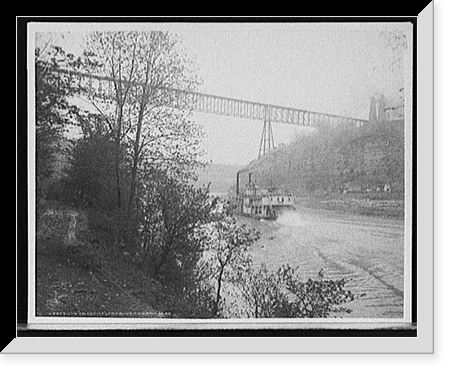 Str. Falls City passing High Bridge, Ky, Vintage Print