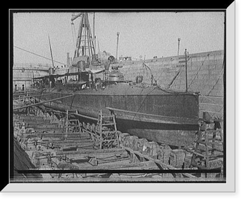 Historic Framed Print, U.S.S. Foote in dry dock,  17-7/8" x 21-7/8"