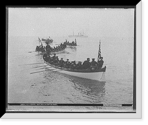 Historic Framed Print, U.S.S. Newark, boat drill in Hampton Roads,  17-7/8" x 21-7/8"