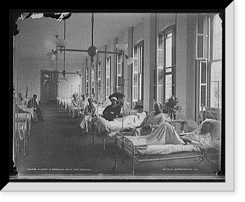 Historic Framed Print, A Ward in Brooklyn Navy Yard Hospital,  17-7/8" x 21-7/8"