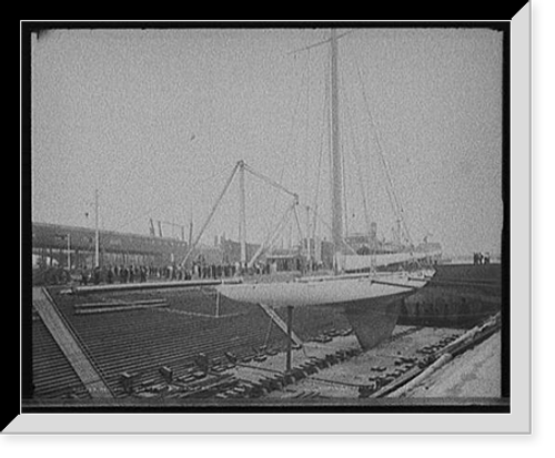 Historic Framed Print, Reliance in dry dock at Erie Basin, Aug. 17, 1903,  17-7/8" x 21-7/8"