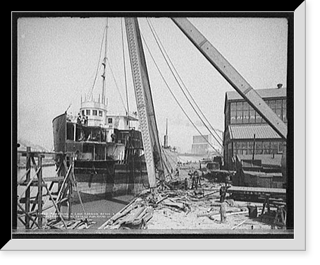 Repairing a lake carrier after a collision Classic, Vintage Print