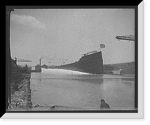 Historic Framed Print, Launch of the S.S. James Laughlin,  17-7/8" x 21-7/8"