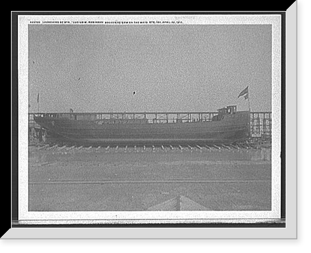 Launching of Str. Lucius W. Robinson, broadside view on the ways, Str. 189, Historic Print