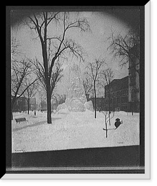 Historic Framed Print, [Detroit, Mich., Washington Blvd., fountain of ice],  17-7/8" x 21-7/8"