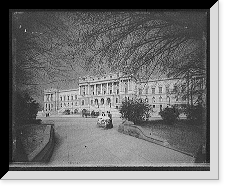 Library of Congress facade, dark sky, Washington, D.C, Vintage Poster