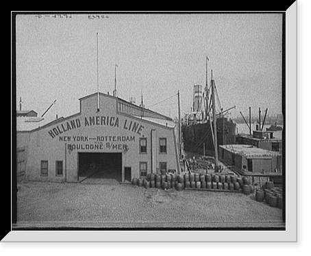 Entrance to Holland America Line piers, Hoboken, New Jersey, Vintage Print