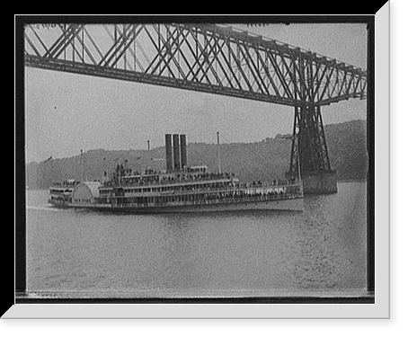 Str. New York under Poughkeepsie Bridge, Hudson River, N.Y, Vintage Print