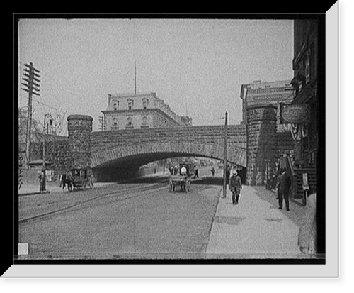 Historic Framed Print, [Railroad arch on Main Street, Springfield, Mass.],  17-7/8" x 21-7/8"