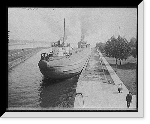 Historic Framed Print, [Whaleback entering Weitzel Lock, Sault Sainte Marie, Mich.],  17-7/8" x 21-7/8"