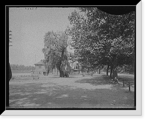 Historic Framed Print, [Boat houses on Schuylkill, from the drive, Fairmount Park, Philadelphia, Pa.],  17-7/8" x 21-7/8"