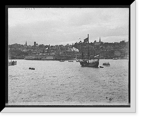 Half Moon, Newburgh water front, Antique Poster