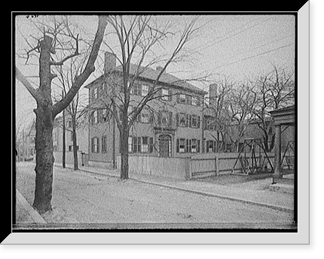 Three-story wooden house with side addition, probably Salem, Mass, Vintage Wall Art
