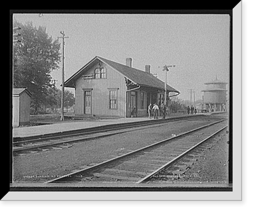 Historic Framed Print, Station at Pontiac, Ill's.,  17-7/8" x 21-7/8"