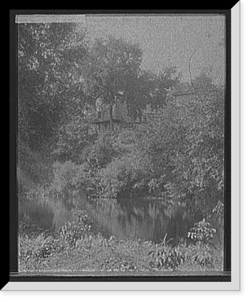 Historic Framed Print, [House above river, probably the Huron River, Ypsilanti, Mich.],  17-7/8" x 21-7/8"