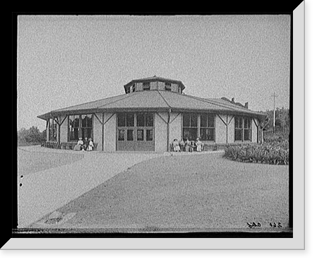Circular building, possibly a pavilion, in a park in New York State, Antique Poster