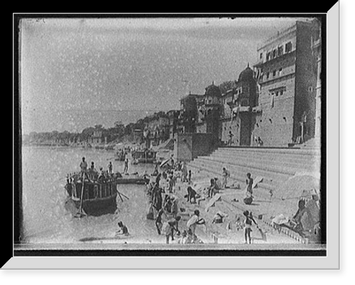 Historic Framed Print, [Bathing in the Ganges, India],  17-7/8" x 21-7/8"