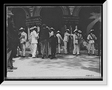 Soldiers and newsboy in plaza, probably Havana, Cuba, or possibly Mexico Classic, Antique Poster