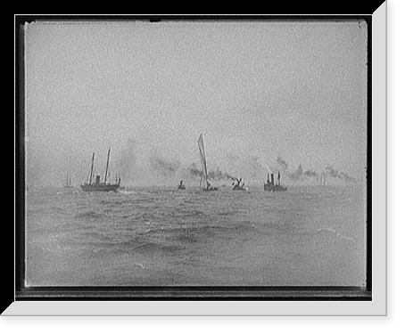 Historic Framed Print, [Fleet of boats, possibly part of America's Cup races],  17-7/8" x 21-7/8"