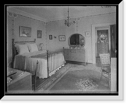 Bedroom with brass bed Classic, Antique Print
