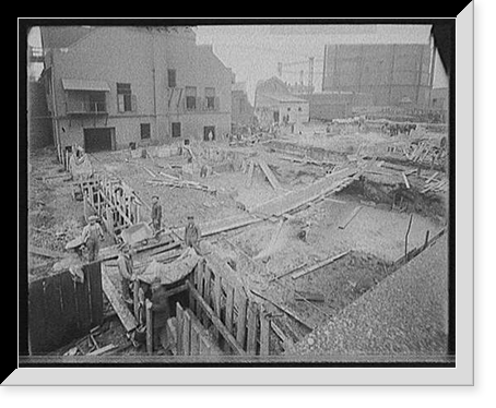 Historic Framed Print, [Foundation for retort house, construction for Detroit City Gas Company],  17-7/8" x 21-7/8"