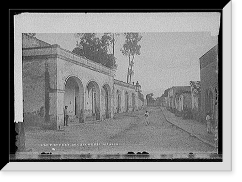 Historic Framed Print, A street in Coyoacan,  17-7/8" x 21-7/8"