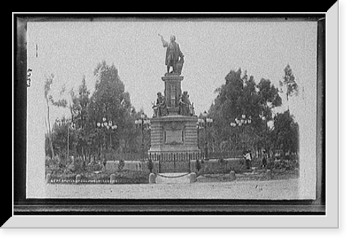 Historic Framed Print, Statue of Columbus, Mexico - 2,  17-7/8" x 21-7/8"