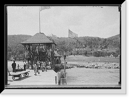 Pavilion with flags at Silver Bay wharf, Lake George, N.Y, Historic Print