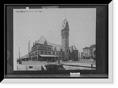 Historic Framed Print, Dearborn Street station, Chicago, Ill.,  17-7/8" x 21-7/8"