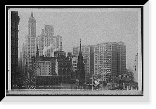 Historic Framed Print, Singer, City Investing, and Hudson Terminal buildings, New York - 2,  17-7/8" x 21-7/8"