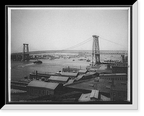 Historic Framed Print, New York and Williamsburg Bridge,  17-7/8" x 21-7/8"