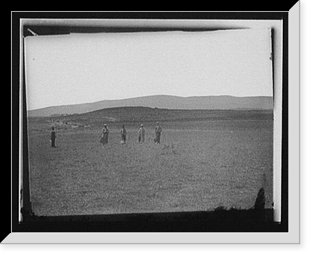 Men, possibly Persians, in field with estate at left, Vintage Print